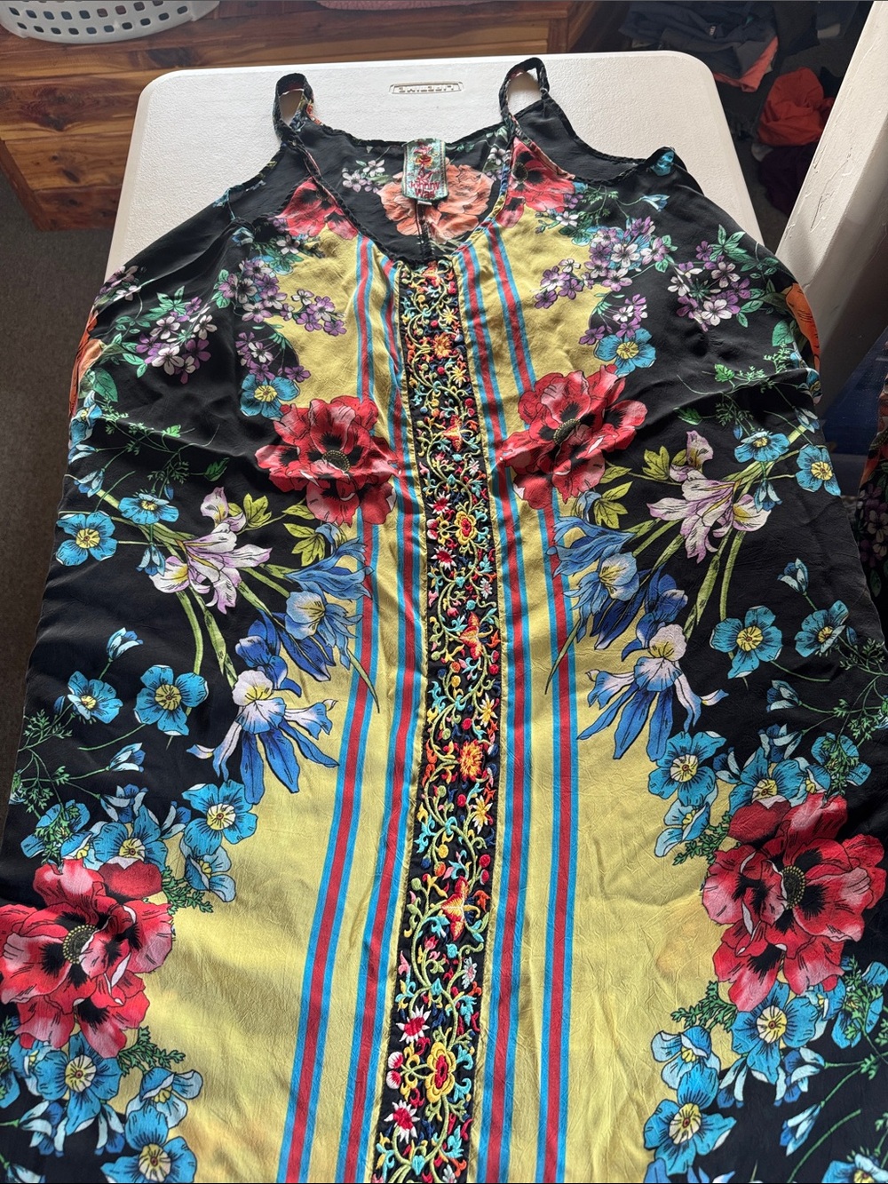 Johnny Was Black Floral Embroidered  Dress - Picture 2 of 5